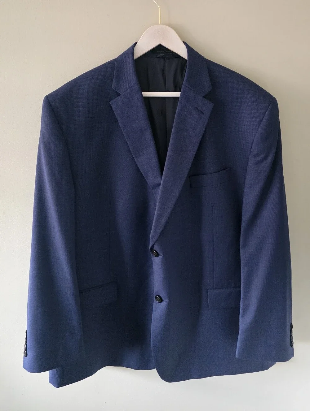 NWOT Lauren Ralph Lauren Navy Textured Weave Wool Blazer Size 48R Old Money Prep